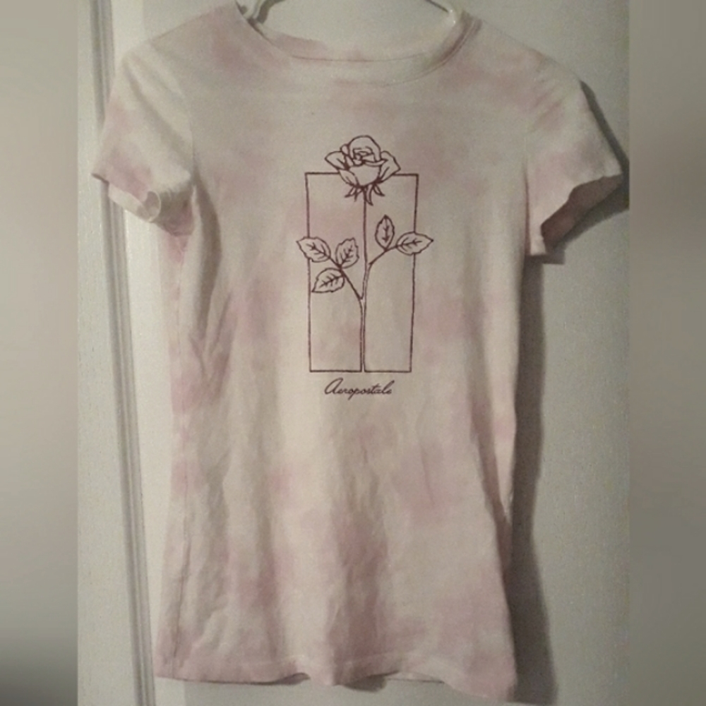 Aeropostale pink tie die rose shirt
